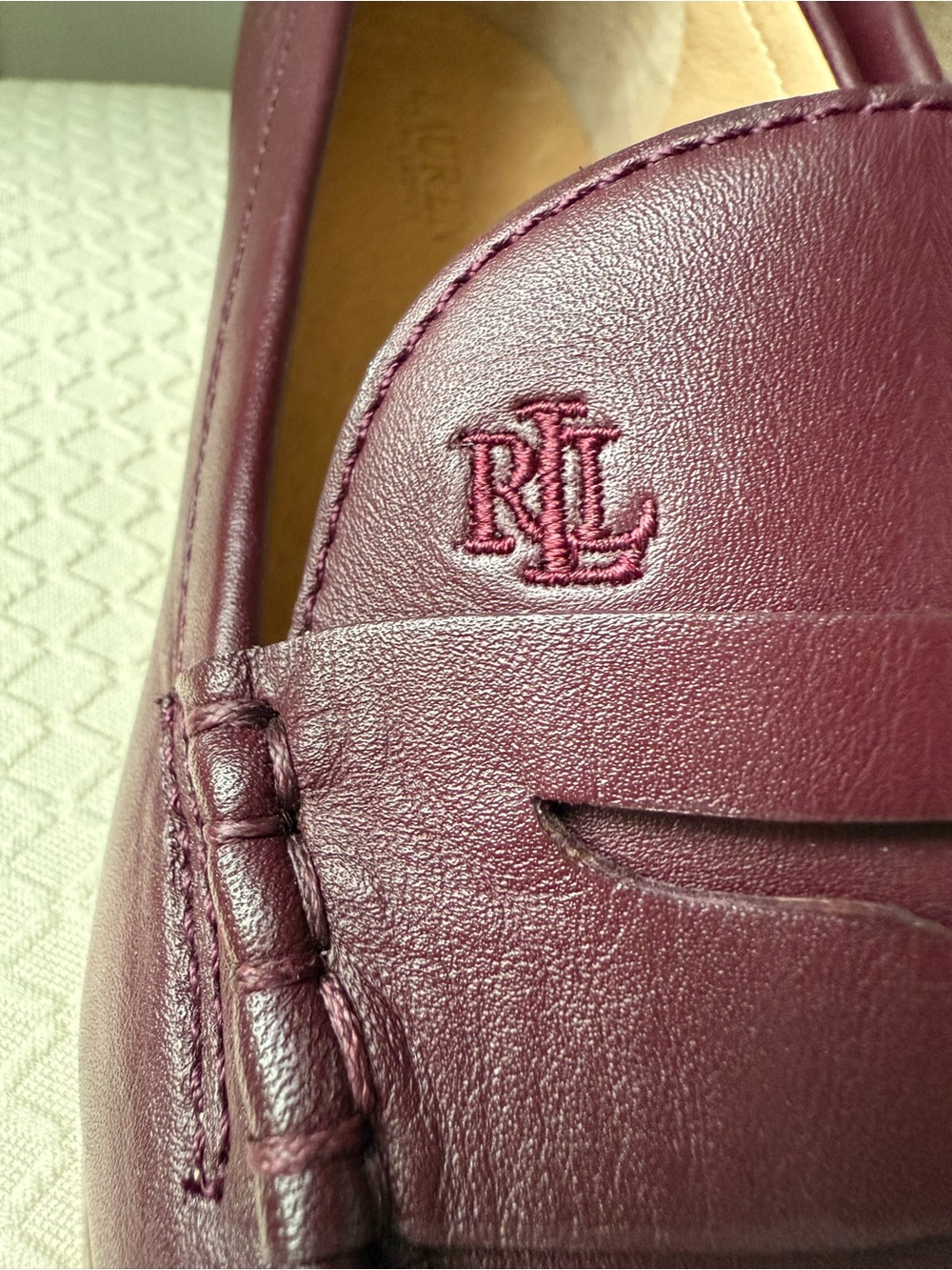 Lauren Ralph Lauren Wynnie Women’s Penny Loafers in Deep Wine Leather Size 11B - Picture 6 of 10